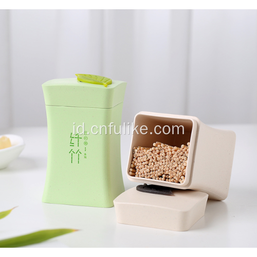 Tempat Tusuk Gigi Plastik Fiber Bambu dengan Tutup Daun